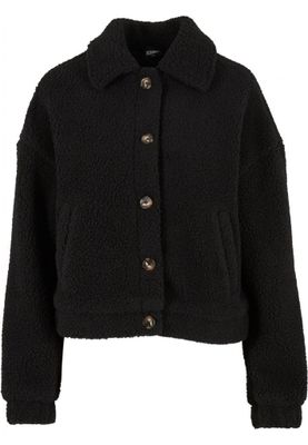 Fluffy jacket women's trendy button closure