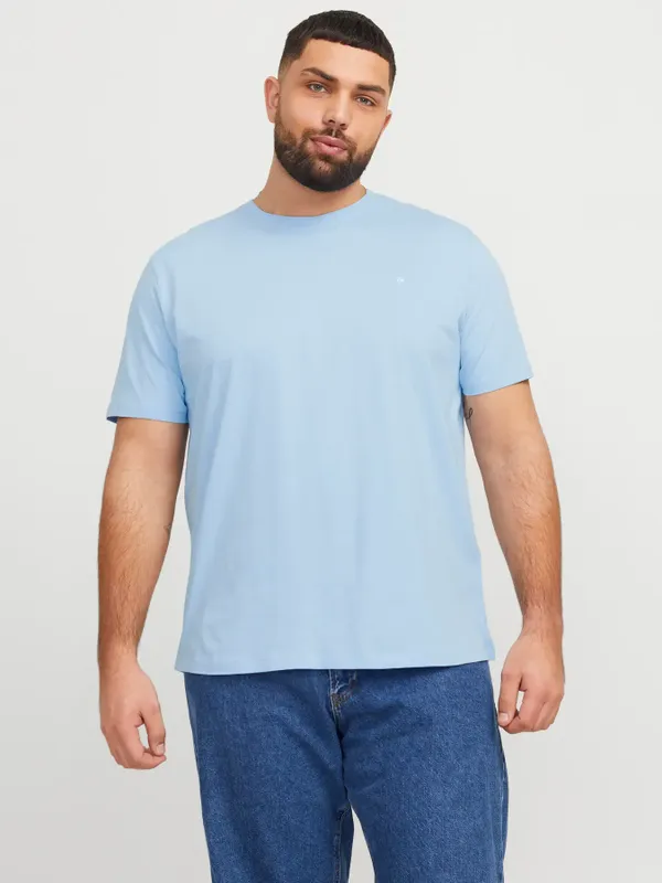 Ljusblå plus size T-shirt herr med broderi – Jack & Jones