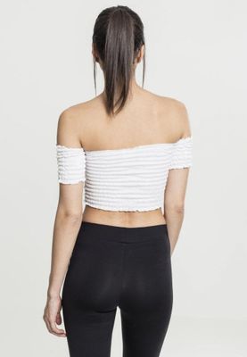 Short stretch top with bare shoulders