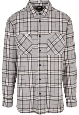 Long Oversized Grey Check Shirt