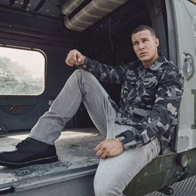 Long-sleeved shirt in gray camo