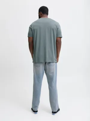 Blå T-shirt med logotryck herr plus size – Jack & Jones