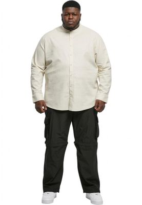 Cotton Linen Stand Up Collar Shir