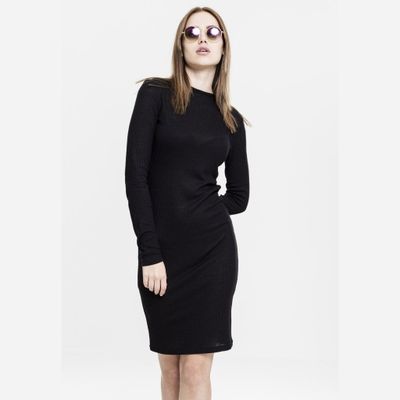 Ribbed dress with high neck