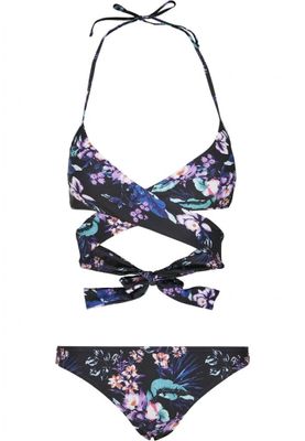 Draped bikini with flower