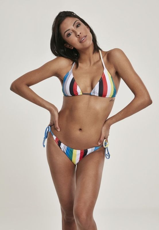 Randig bikini med knytband