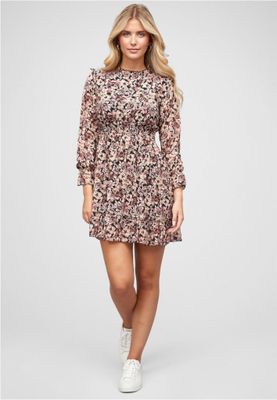 Chiffon dress with waistband and floral print