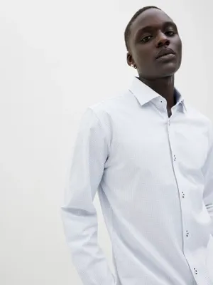 Slim fit skjorta med dobby-mönster