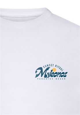 T-shirt i bomullsjersey med mykonos Mood – vit