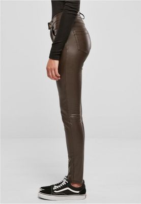 Ladies Mid Waist Synthetic Leather Pants