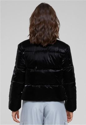 Glossy puffer jacket lady shark skin