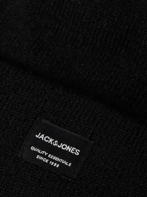 Svart ribbstickad mössa Jack & Jones