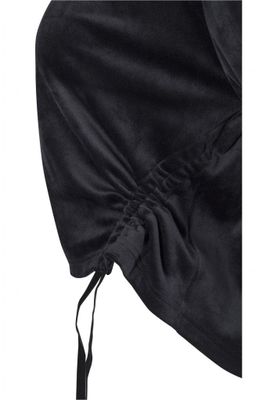 Ladies Short Velvet Gathered Hoody