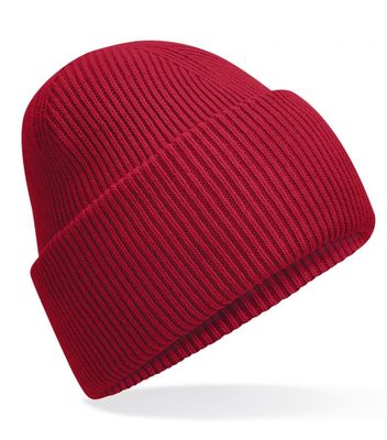 Klassisk strikbeanie med dyb skygge