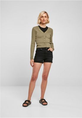 Ladies Short Rib Knit Cardigan