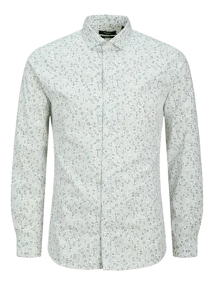Blommig kostymskjorta slim fit poplin