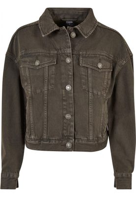 Light Oversized Short Denim Jacket with Metal Buttons