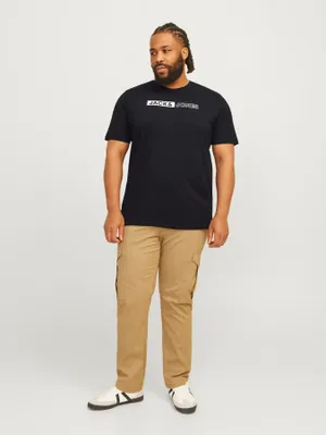 Jack & Jones Plus Size T-shirt med logotryck – Svart