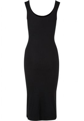 Midi dress in stretchy cotton with round neckline