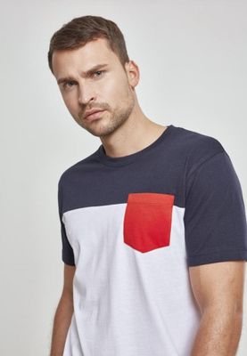 Trefärgad T-shirt med bröstficka