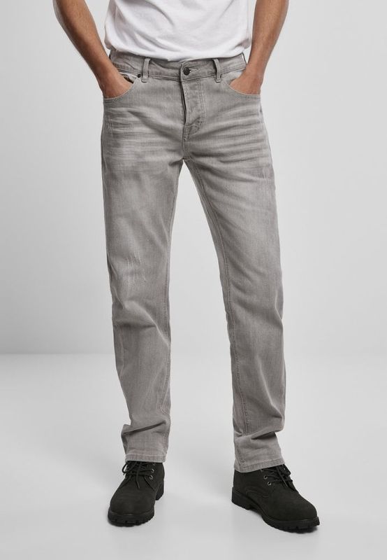 Lysegrå slidte jeans