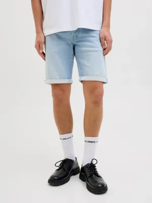 Ljusblå jeansshorts herr – regular fit med stretch