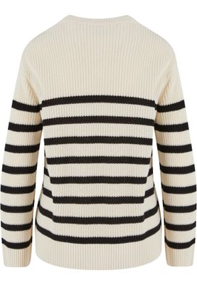 Tröja för dam med svarta ränder– whitesand/black