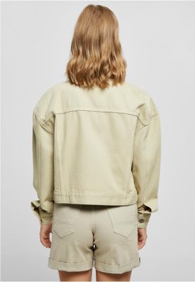 Light Oversized Short Denim Jacket with Metal Buttons