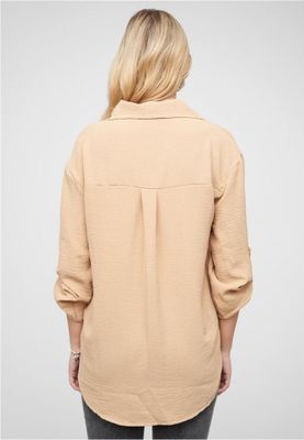 Beige Oversized Blouse with Buttons