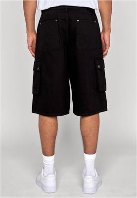 Shorts för herr med washed Workwear Cargo – svart