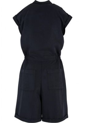 Short sleeve jumpsuit with shirt collar