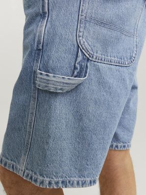 Light blue carpenter shorts in jeans for men