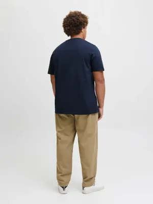 Mörkblå T-shirt med tryck herr plus size – Jack & Jones