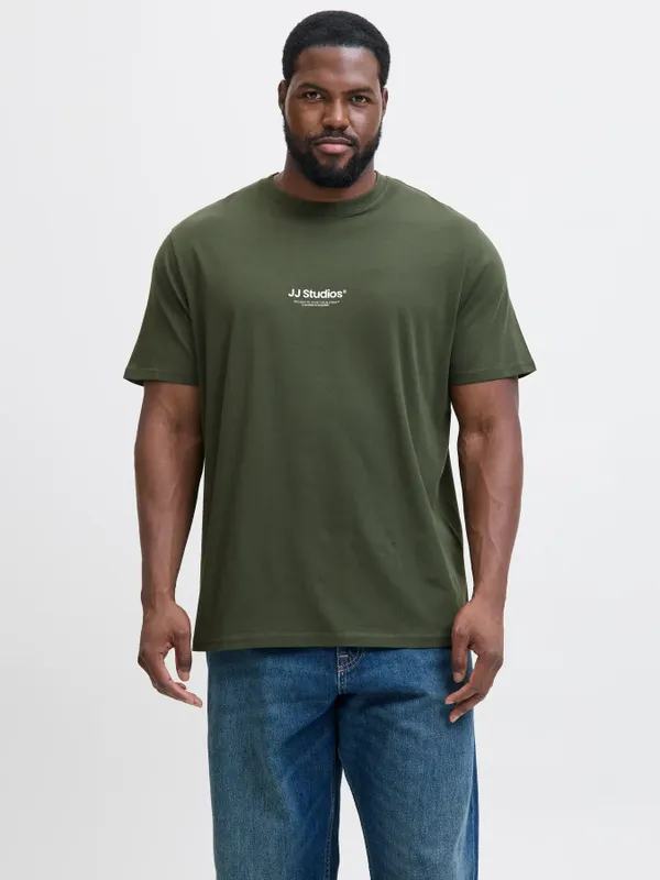 Mörkgrön T-shirt med liten logga – Jack & Jones Plus Size
