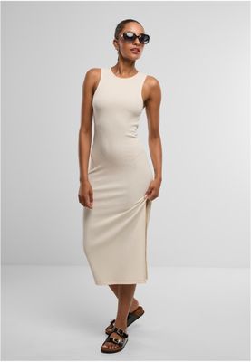 Ribbad klänning för dam – vit sand