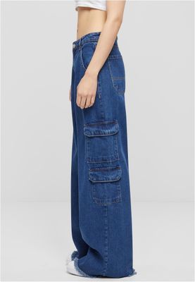 Byxor för dam med fickor på sidorna oversize – mid indigo washed