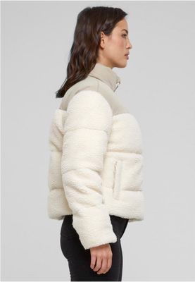 Short sherpa mix puffer jacket lady