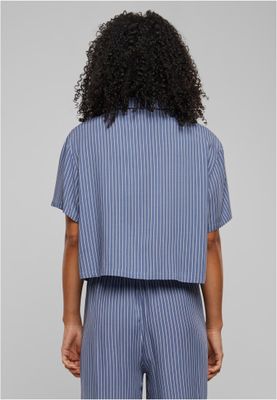 Kortärmad skjorta för dam– vintagebluepinstripe