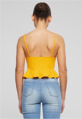 Spaghetti-strap peplum top with tie