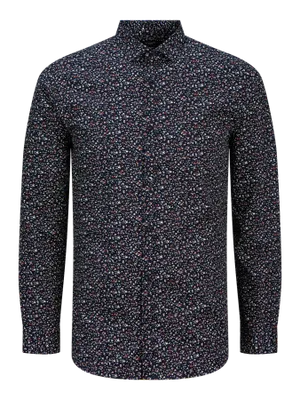 Blommig kostymskjorta slim fit poplin