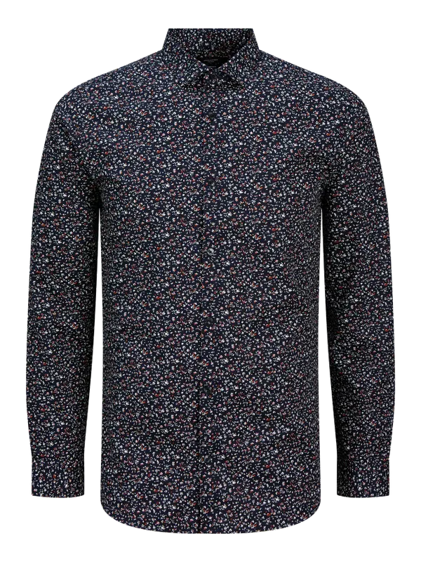 Blommig kostymskjorta slim fit poplin