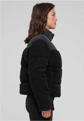 Short sherpa mix puffer jacket lady