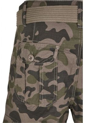 Cargo shorts with belt camouflage