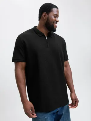 Svart piké med dragkedja – Jack & Jones Plus Size