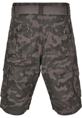 Cargo shorts with belt camouflage