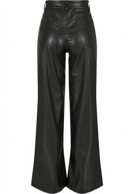 Black wide trousers in synthetic leather women