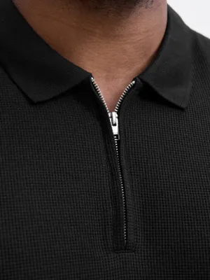 Svart piké med dragkedja – Jack & Jones Plus Size