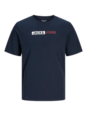 Jack & Jones Plus Size T-shirt med logotryck – Mörkblå