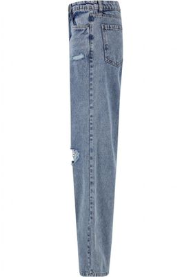 Ladies Distressed 90's Wide Leg Denim Pants