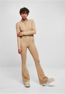 Ladies Cropped Rib Knit Zip Cardigan